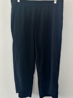 Women’s Black Elastic-Waist Casual Cotton Capris